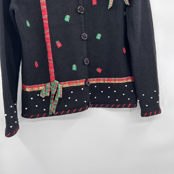 VTG Designers Original Studio Joy Christmas Cardigan Sweater Size S Presents - Picture 4 of 6